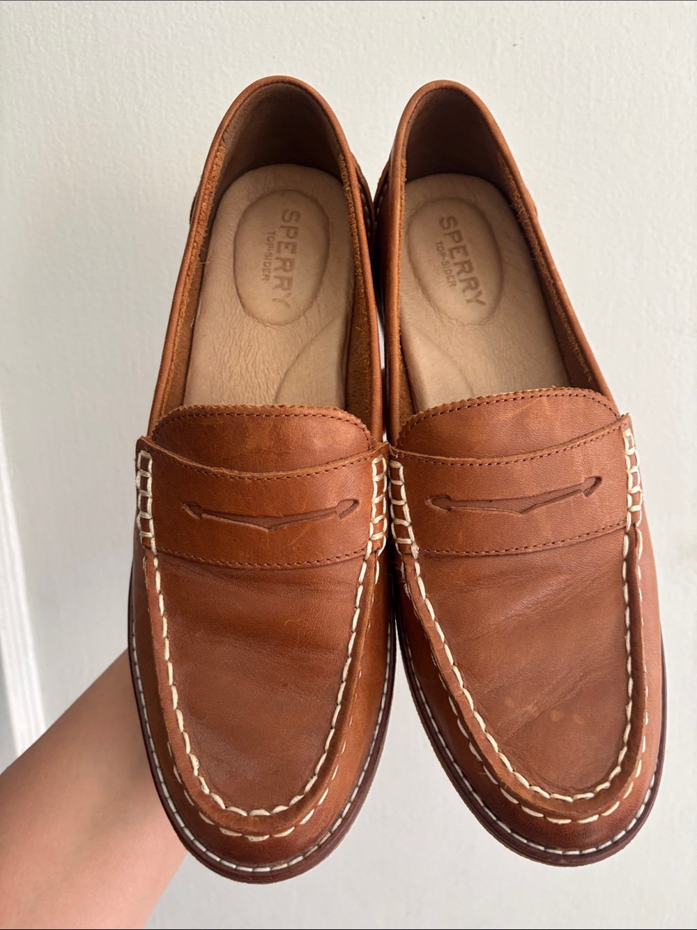 Sperry Women's Chestnut Brown Leather Penny Loafers - Picture 2 of 8